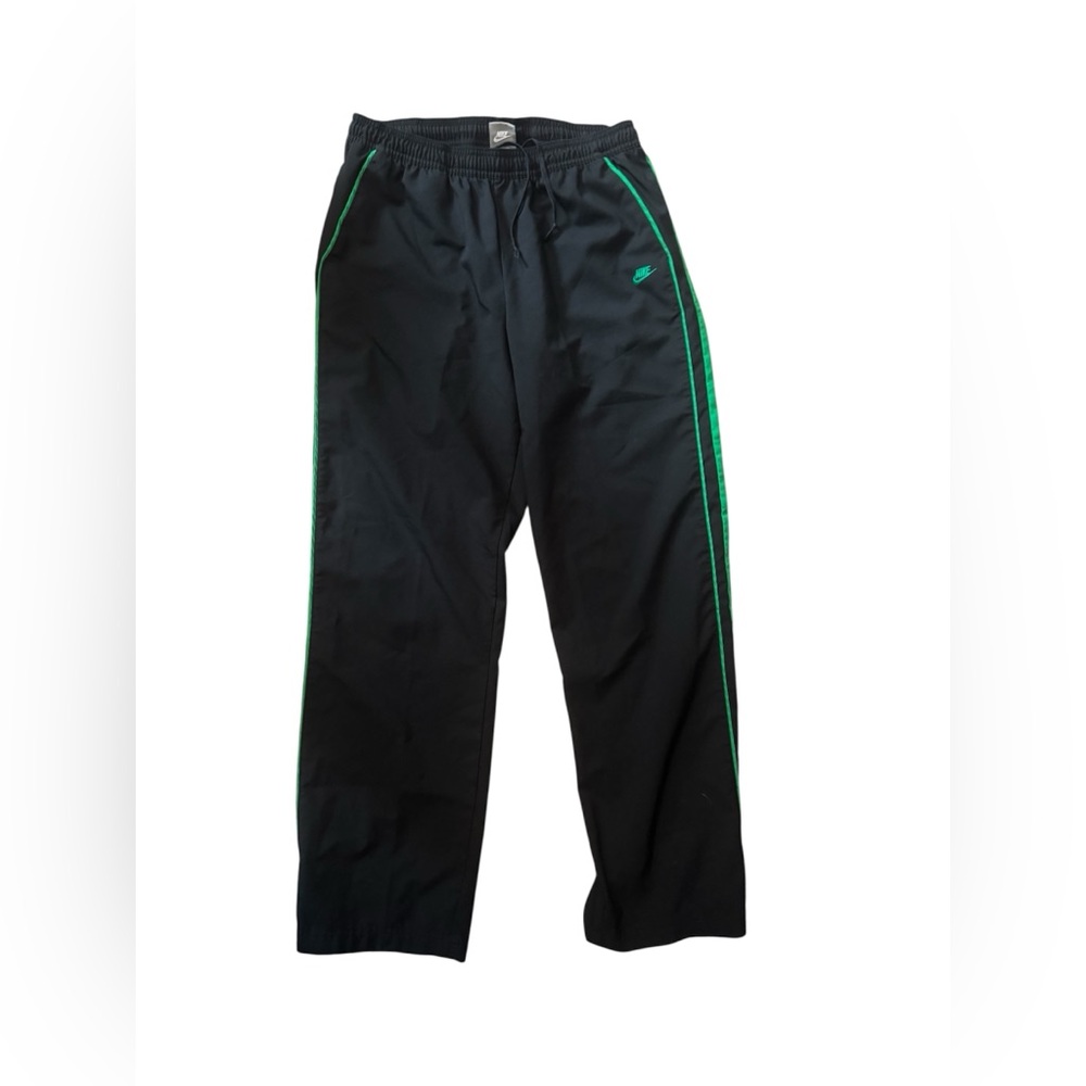 Nike Men's Black Joggers with Green Stripes